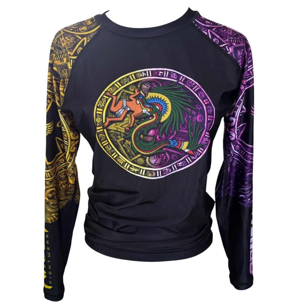 Raven Fightwear Quetzalcoatl Aztec Rashguard Size M BJJ MMA Grappling